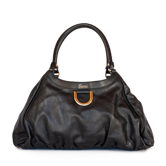 Gucci D-Ring Hobo Black Leather