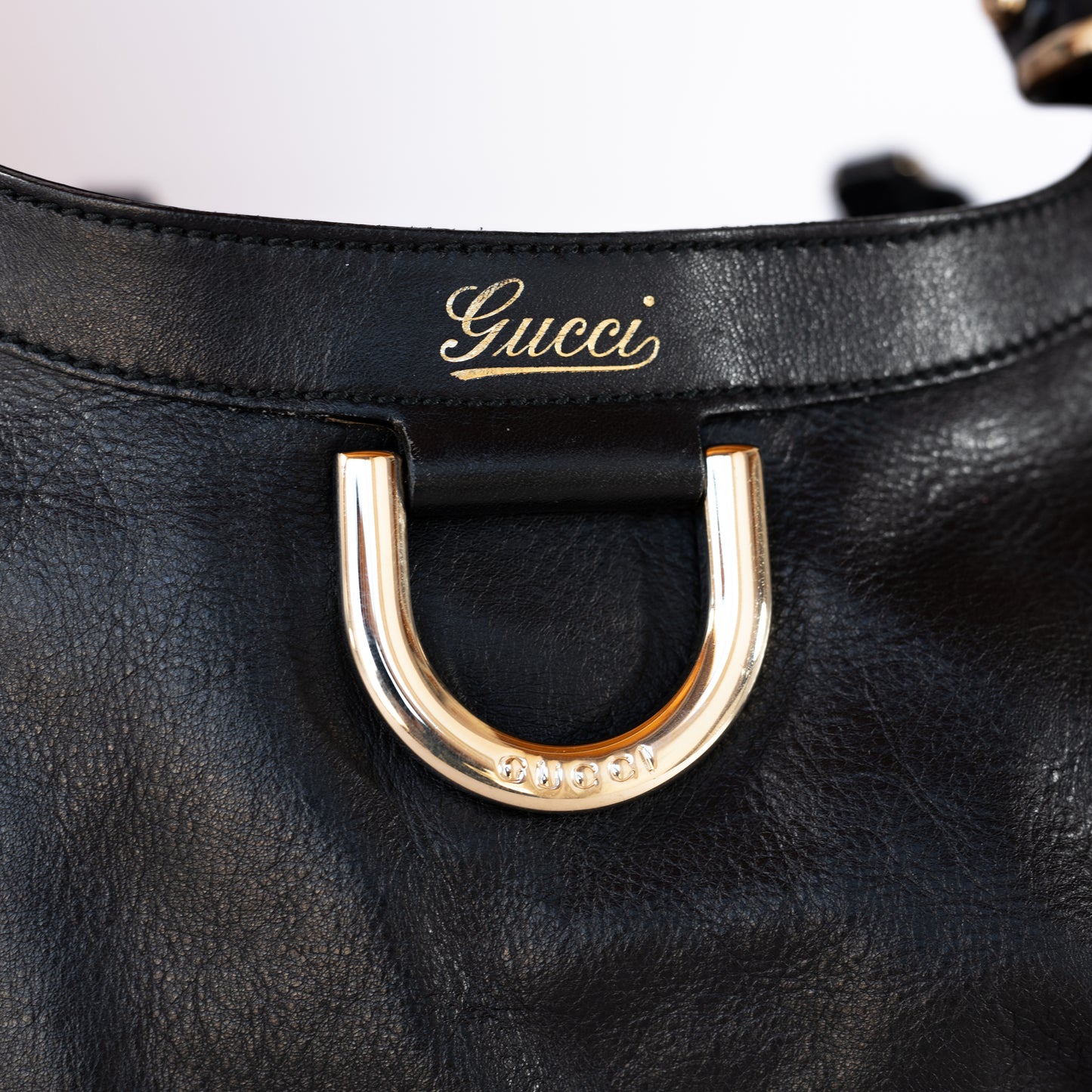 Gucci D-Ring Hobo Black Leather