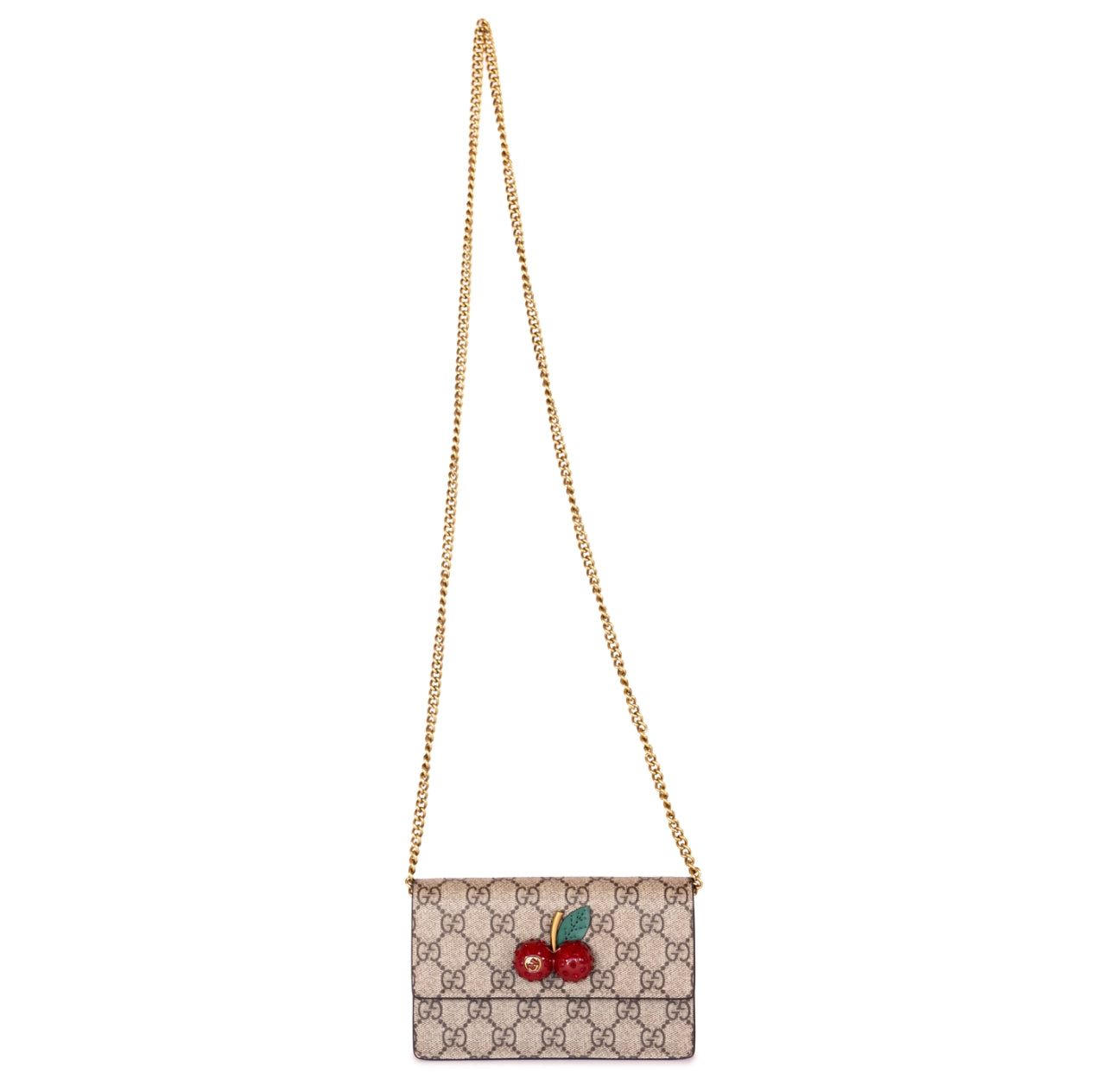 Gucci Cherries Wallet On Chain GG Coated Canvas