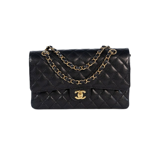 Chanel Black Caviar Leather Medium Classic Double Flap