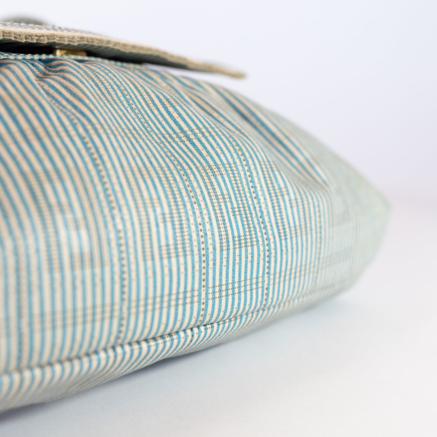 Fendi Chef Blue And White Striped Perforated Leather