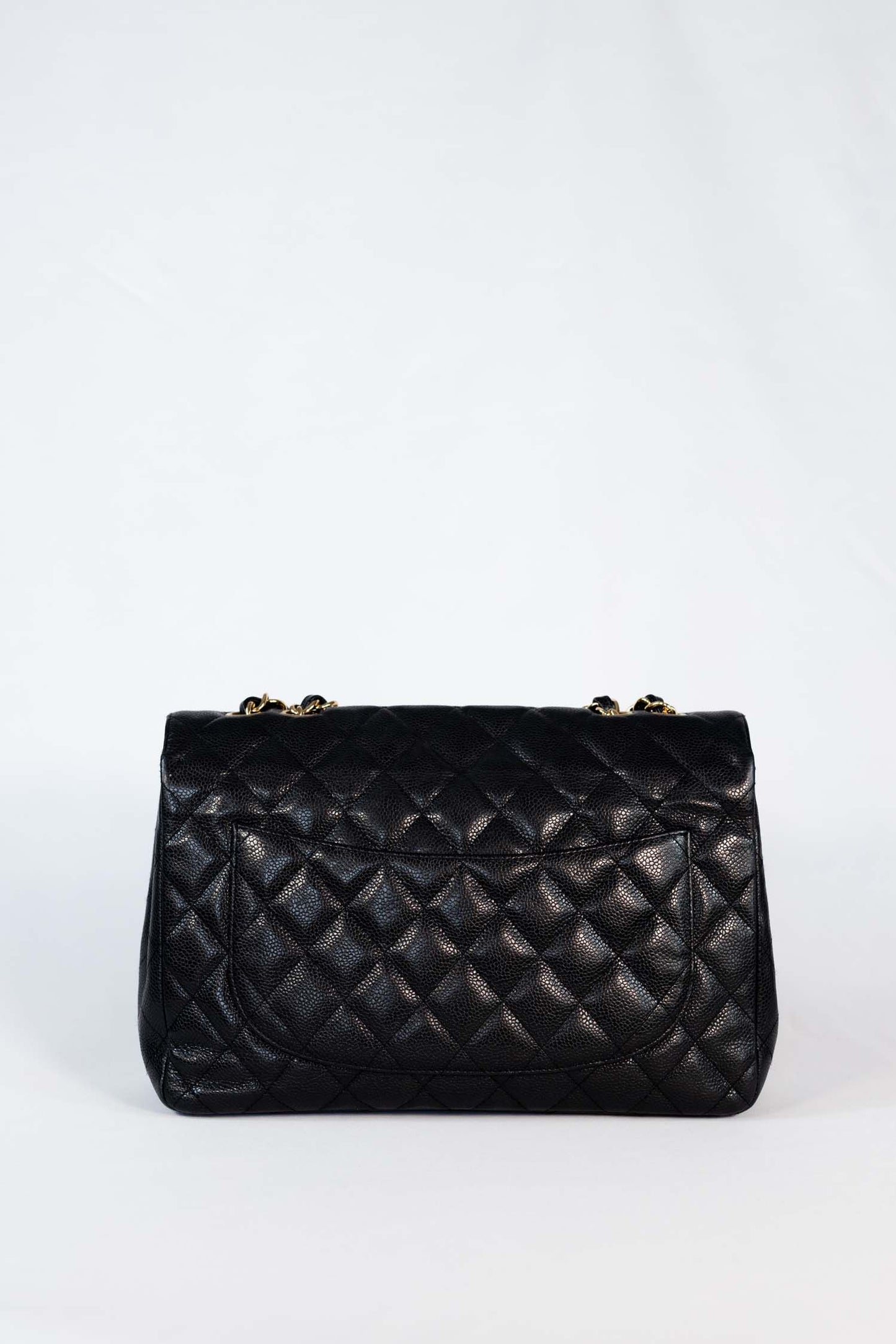 Chanel Black Caviar Leather Jumbo Single Flap Bag