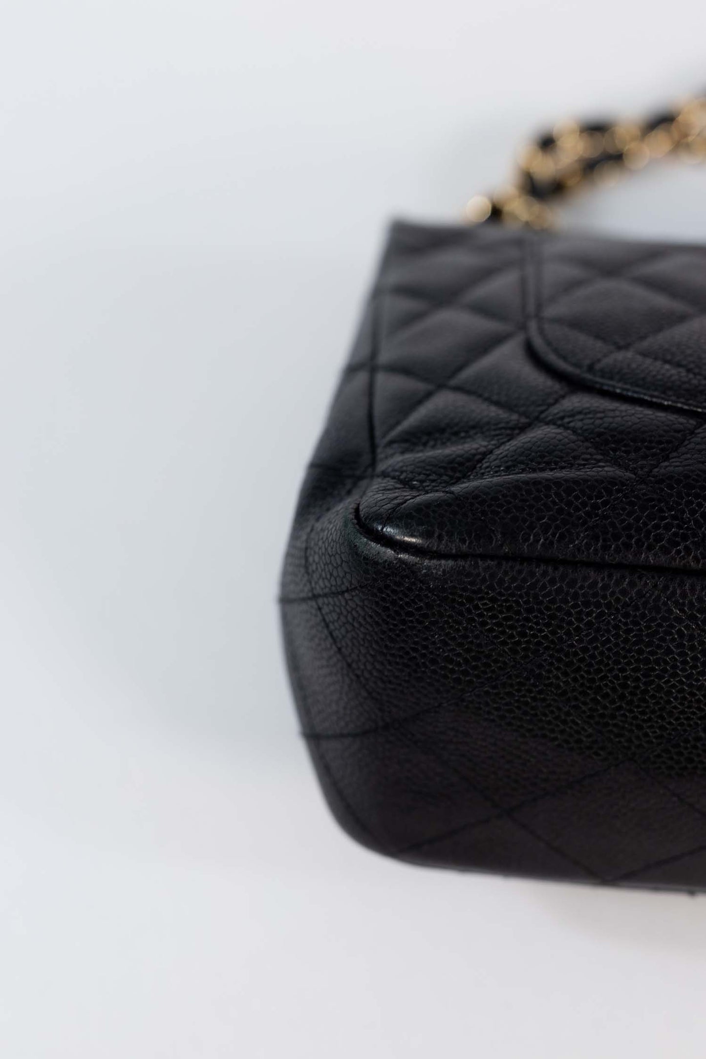 Chanel Black Caviar Leather Jumbo Single Flap Bag