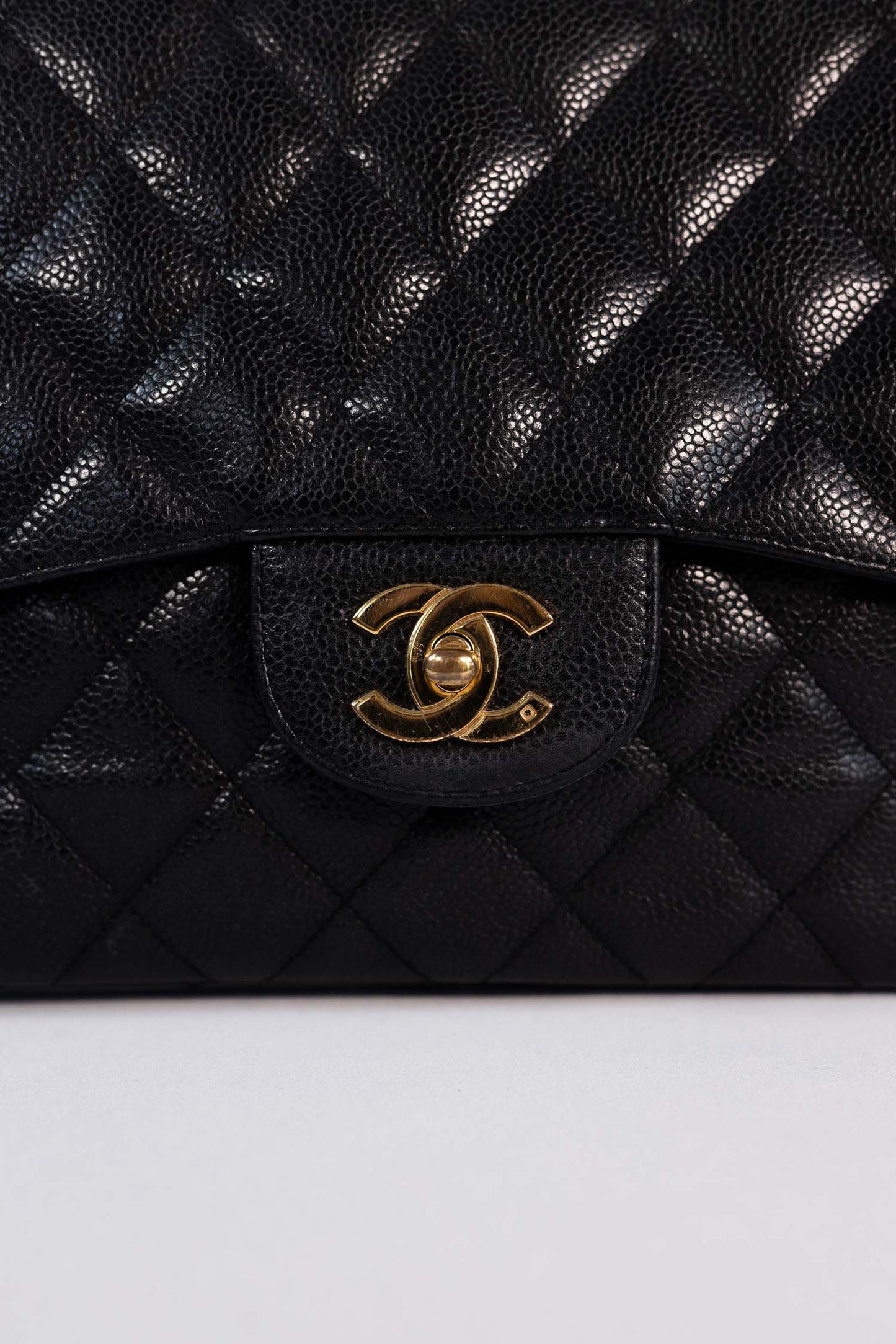 Chanel Black Caviar Leather Jumbo Single Flap Bag