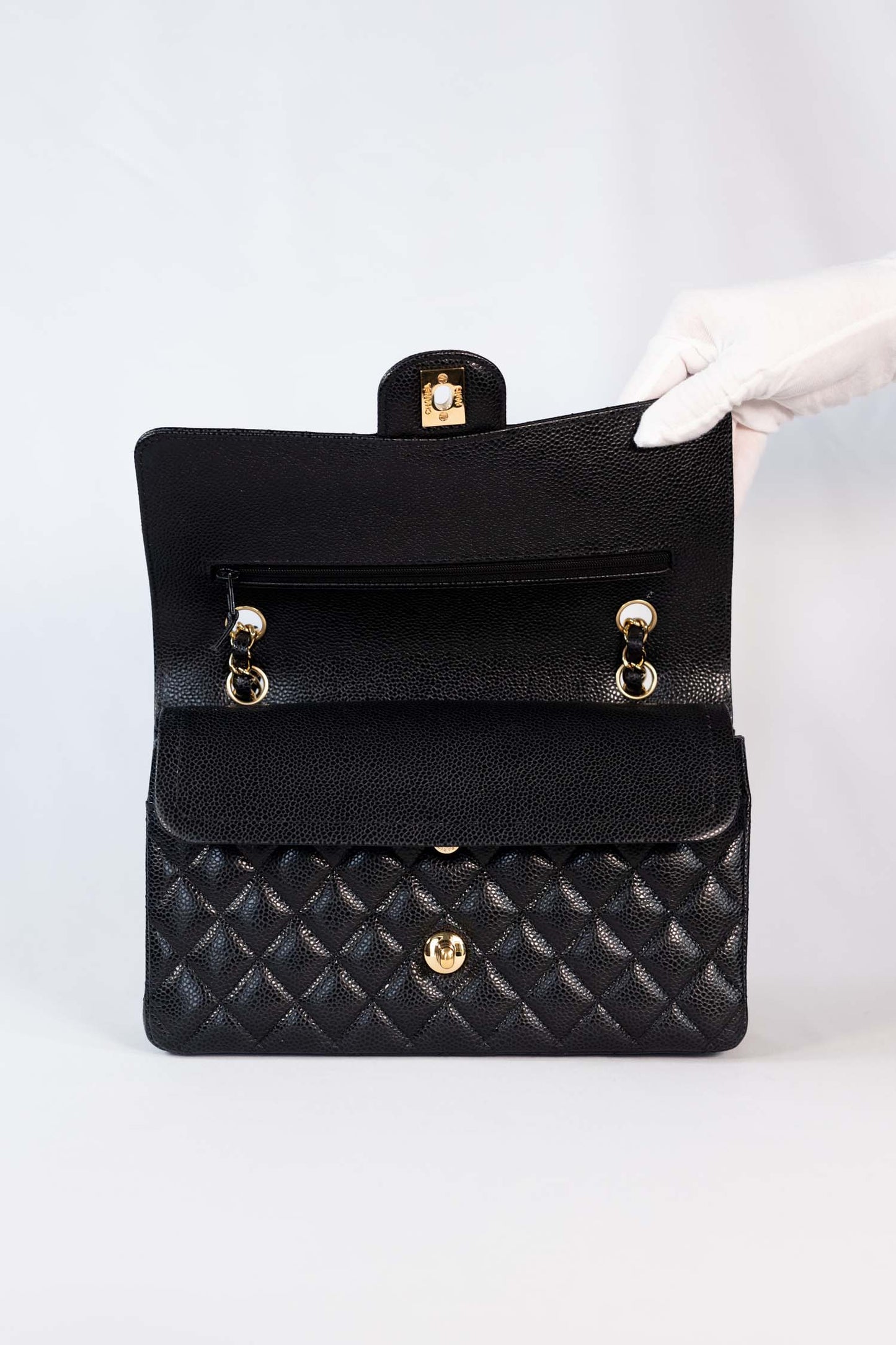 Chanel Black Caviar Leather Medium Classic Double Flap