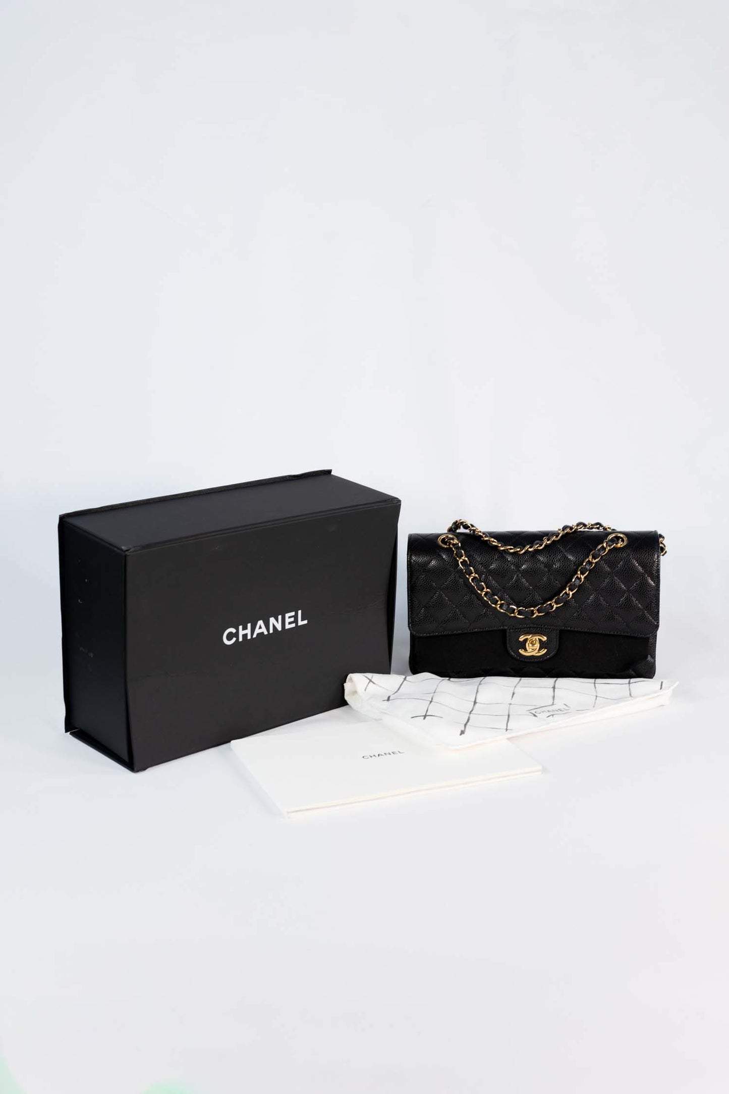 Chanel Black Caviar Leather Medium Classic Double Flap