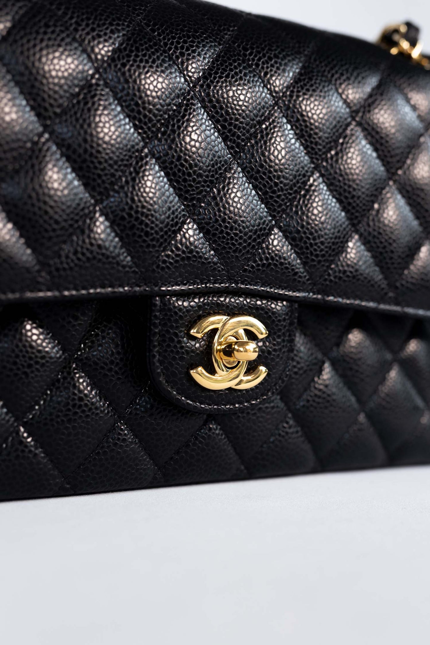 Chanel Black Caviar Leather Medium Classic Double Flap